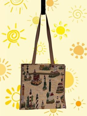 Vintage tapestry lighthouses bag